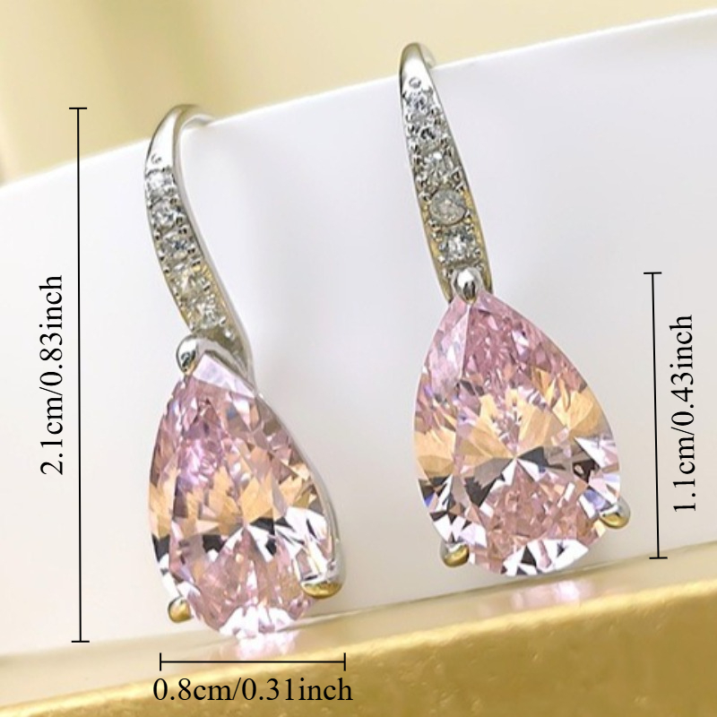 Exquisite Pink Droplet Shaped Earrings, Elegant Design